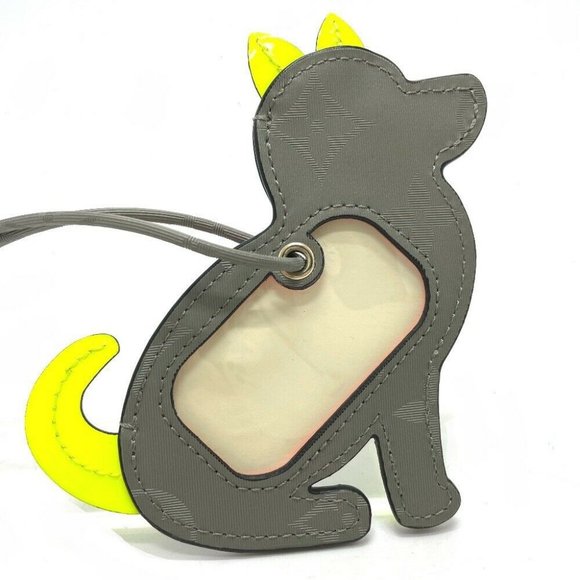 Authentic LOUIS VUITTON M63280 Monogram Titanium Porte address dog Bag charm gra - Picture 3 of 10